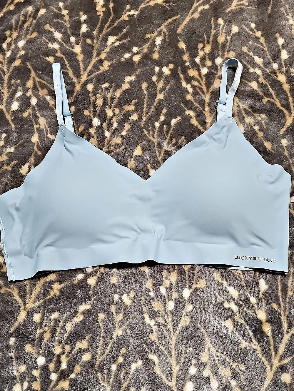 Lucky Brand Seamless Wirefree Bra with Lace Back Blue